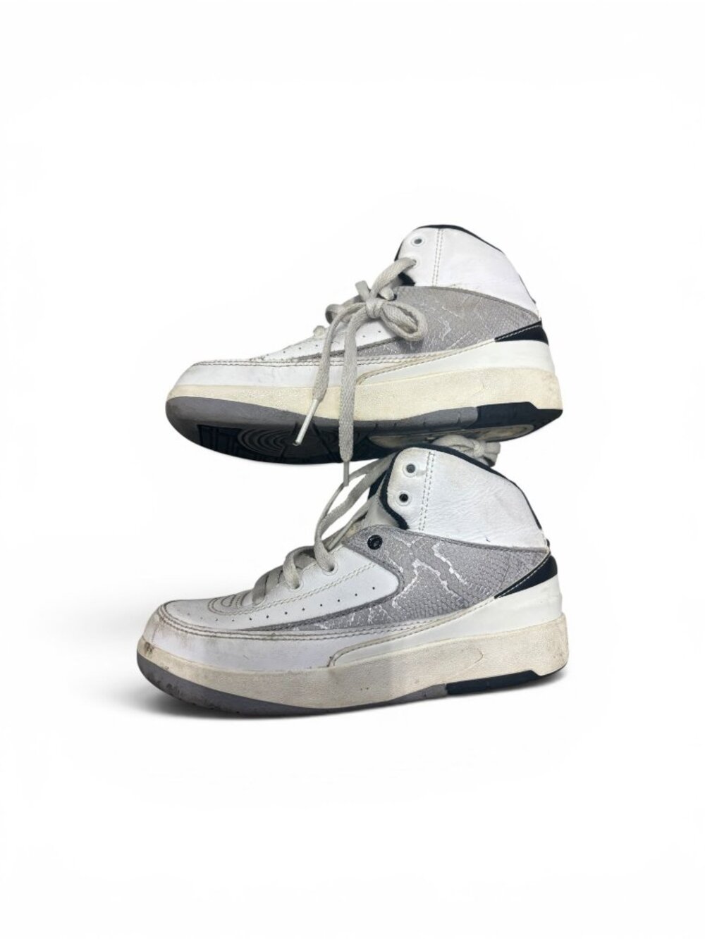 Nike Air Jordan 2 Retro TD 'Wings' White Grey Lizard Leather Sneakers Size 12